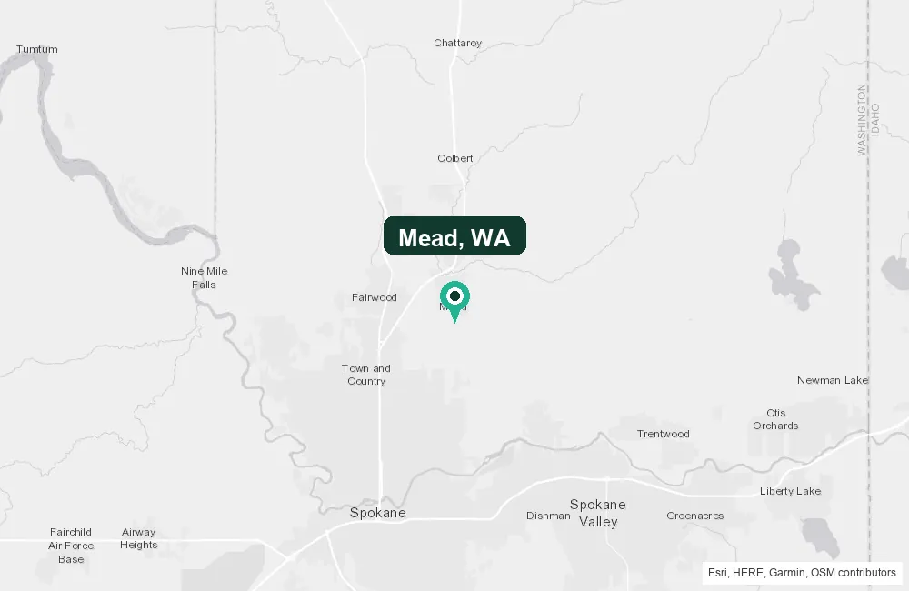 Map of Mead, Washington and the surrounding Spokane County area service area